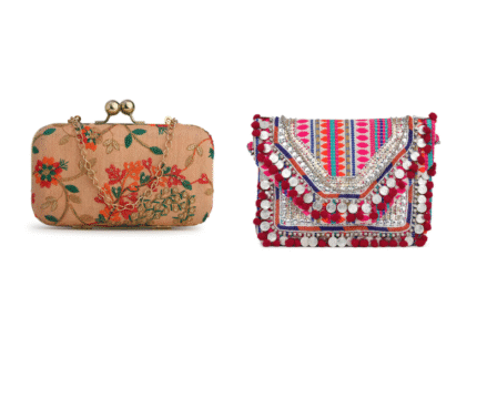 Combo Of Boho Bag And Peach & Green Embroidered Box Clutches For Girls and womens
